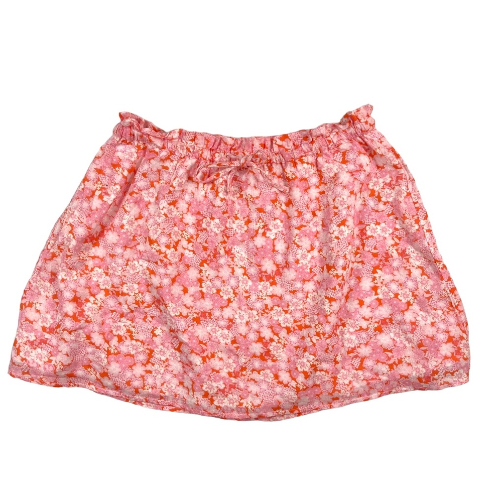 Abound NWT Size Medium Coral-Pink White Floral Lined Cotton Skirt